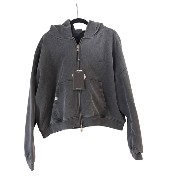 Drmers Club Essential Boxy Vintage Black Double Zip Hoodie unisex - Picture 4 of 10